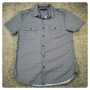 Truth Substance Mens Red Skull‎ Print Button Down Shirt Navy Large BN9A30NAV